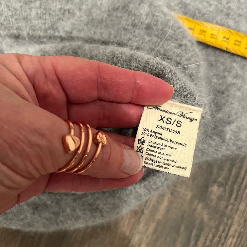 American Vintage Women Jumper Sweater XS/S Grey Angora & Polyamide Rolled Cuff - Picture 10 of 10